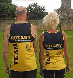 Rotarians Stewart Cursley & Rachel Goodfellow in the TEAM Rotary Running Vest (Back) Rotarians Stewart Cursley & Rachel Goodfellow in the TEAM Rotary Running Vest (Back)